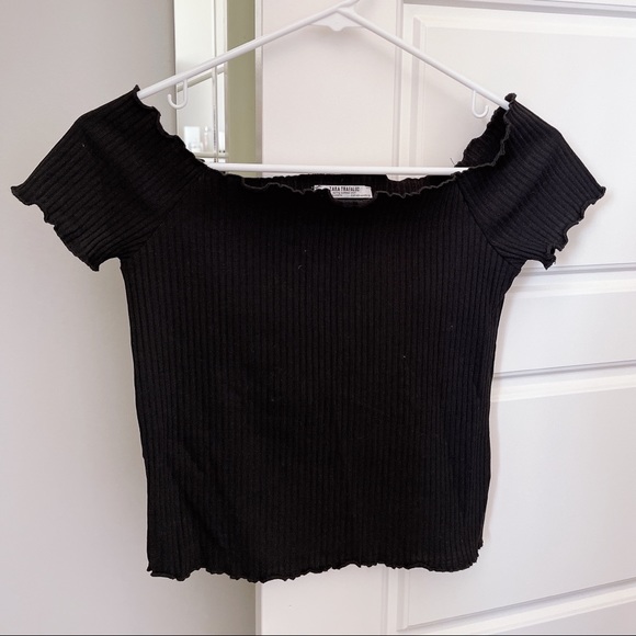 Zara black off the shoulder crop top - Picture 1 of 3
